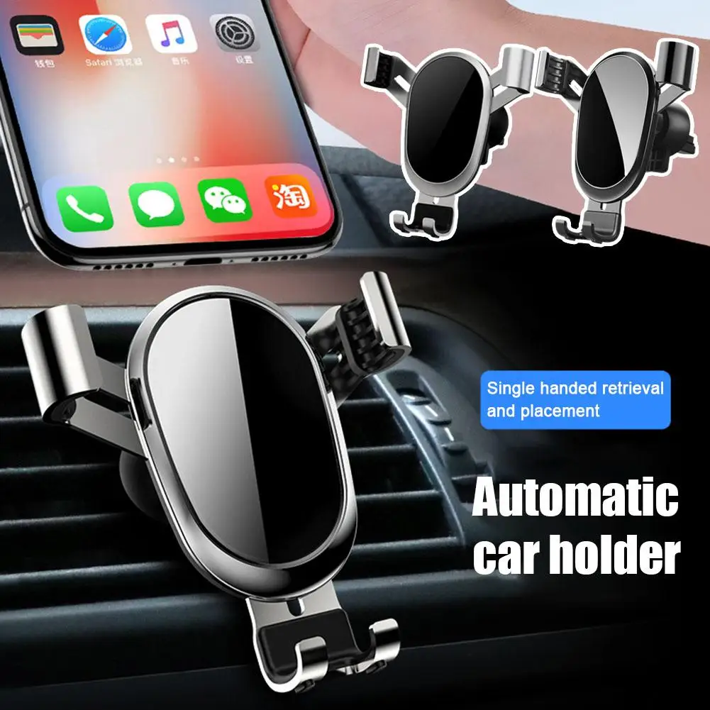 

1 Pcs Car Phone Holder Navigation Phone Holder Car Air Outlet Buckle Type Metal Gravity Car Phone Holder For 4-6 Inch Cell H5W4