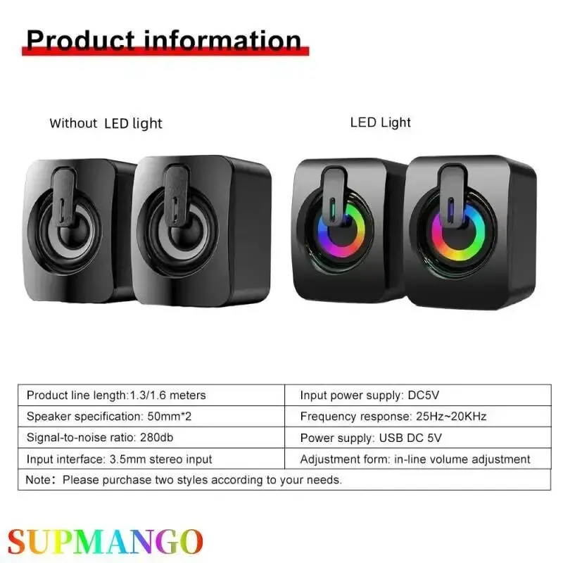 Computer Speakers PC Sound Box Microphone USB Wired For Desktop Computer
