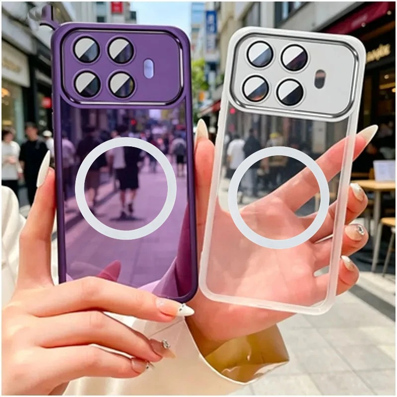 Built-in Lens Protective Transparent Phone Case with Magnetic Charging Capability