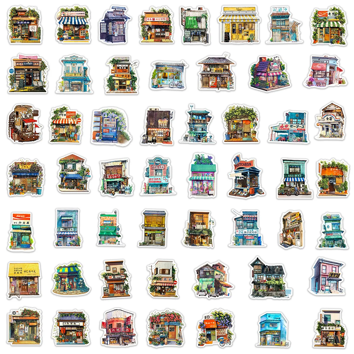 10/25/50pcs Aesthetic Japan Style Shop Graffiti Stickers for Guitar Laptop Pad Phone Fridge Luggage Scrapbook Bike Notebook