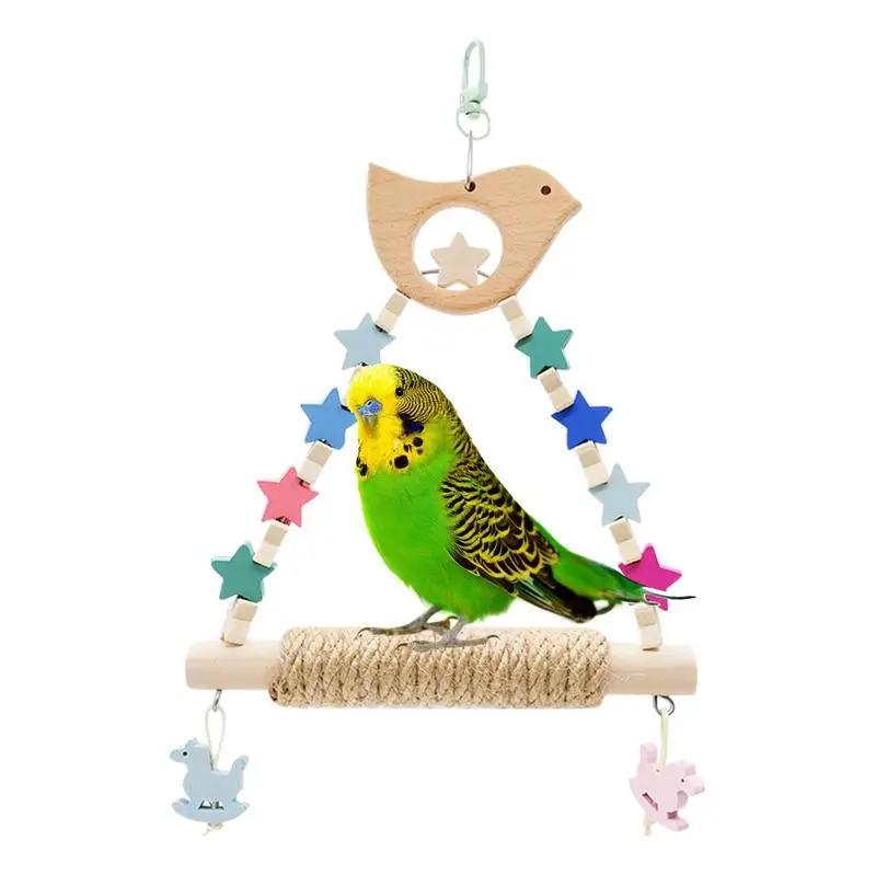 

Bird Swing Perch Bite Resistant Parakeet Chew Toy Natural Wooden Perch Stand Parrots Hanging Climbing Toy Birds Cage Accessories