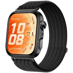 Breathable Sport Nylon Loop Strap Bracelet for Huawei Watch Fit 3 (Black)