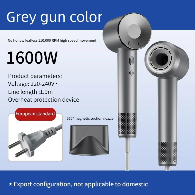 مجفف شعر كهربائي عالي السرعة قوة عالية 1600 وات ال...