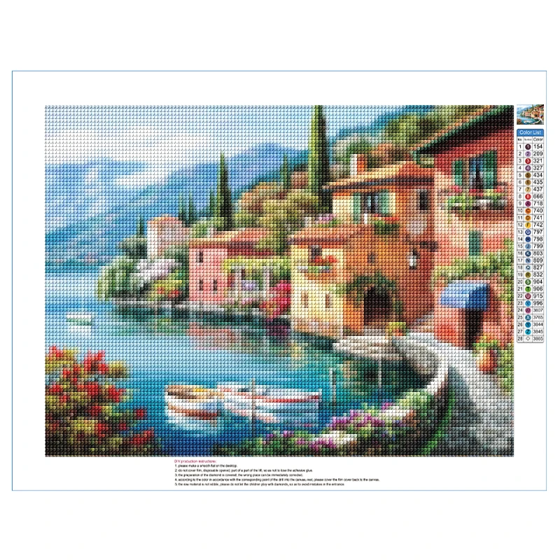 Diamond Painting Landscape Winter Harbor Cross Stitch Kit 5D DIY Full Round Diamond Embroidery Mosaic Art Deco Gift
