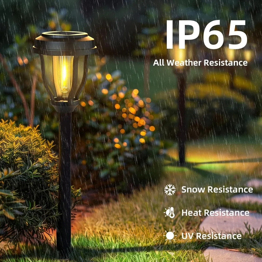 12 Pack Solar Lights Outdoor, Solar Pathway Lights Auto On/Off Waterproof Garden Landscape Lighting for Path, Yard 4