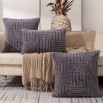 1pc Boho Faux Fur Plush Throw Pillow Covers, Cream White, Luxury SoftFluffy Decorative Cushion Cover Pillowcase for Sofa, Couch 3
