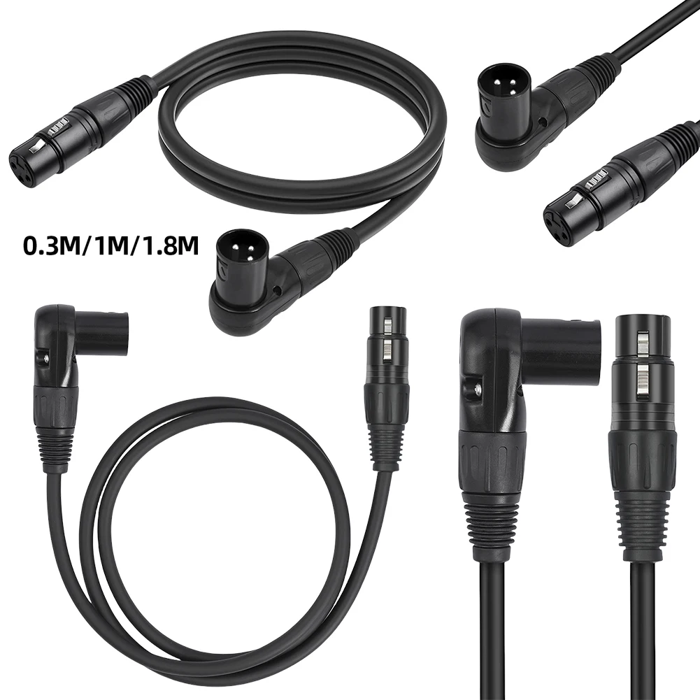 0.3/1/1.8M Right Angle XLR Male To Female 3 Pin Mic Cord 3 Pin XLR 90-Degree to Straight Microphone Cable for Speaker 2
