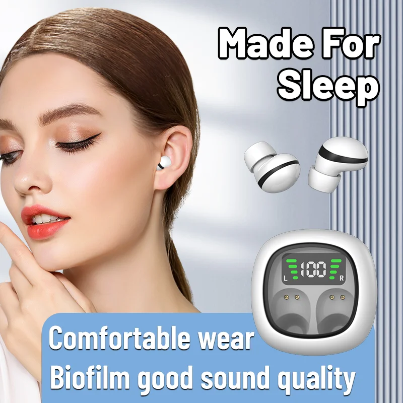 

New Invisible Headset Wireless Bluetooth Headphones, Ultra Small Sleep in Earbuds, Mini Non Flashing High Sound Quality Earphone