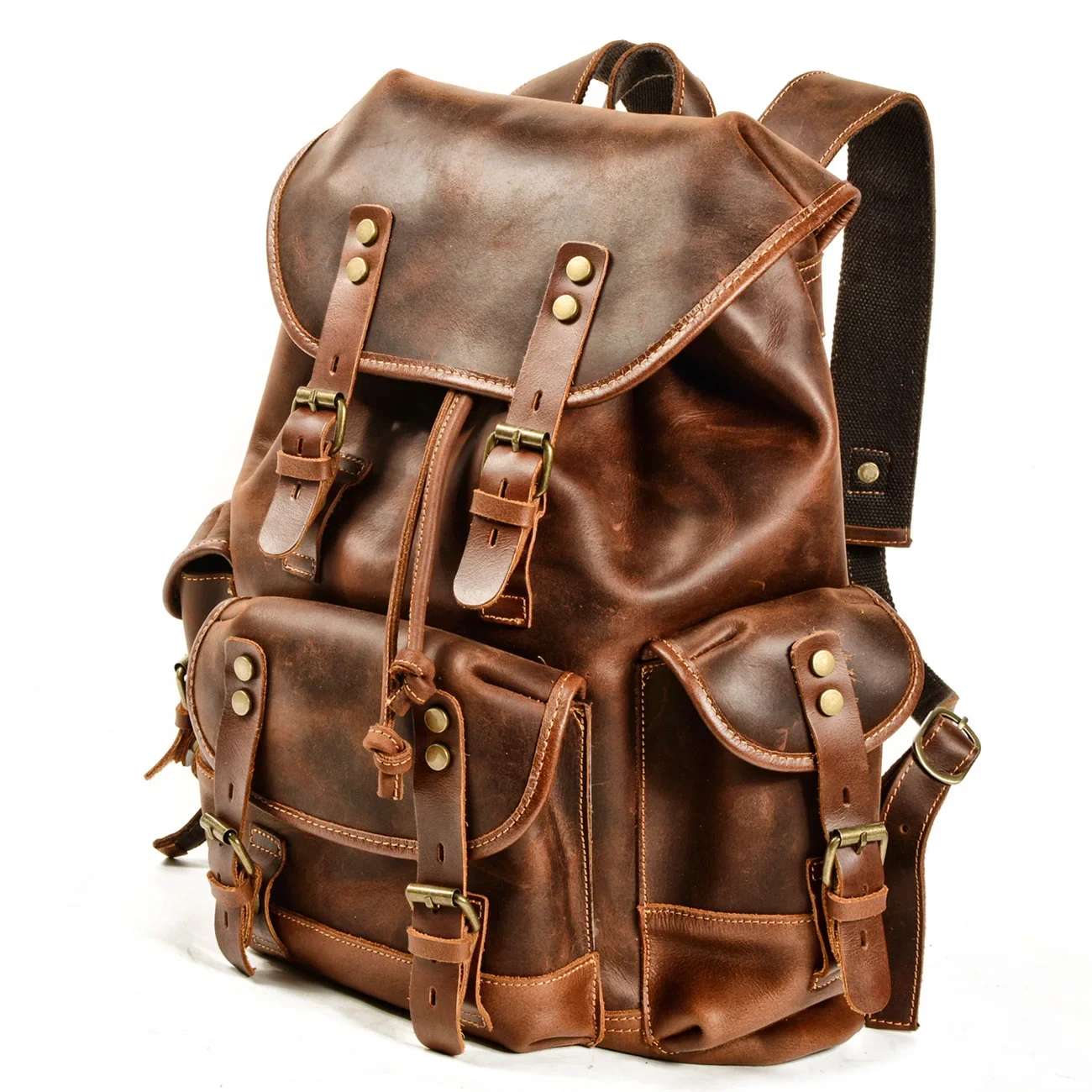 The New Genuine Leather Men Backpack  Outdoor Casual School Bag Large Capacity Backpack Genuine Leather Mountaineering Bag 2