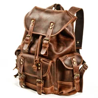The New Genuine Leather Men Backpack  Outdoor Casual School Bag Large Capacity Backpack Genuine Leather Mountaineering Bag 2