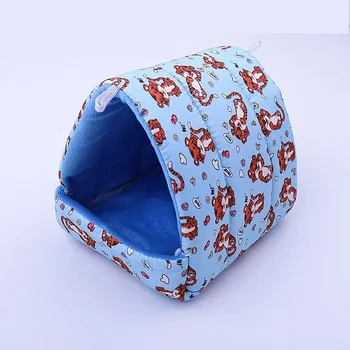 Cute Cartoon Winter Rabbit Squirrel Mini Cage Guinea Pig Nest Small Animal Mice Rat Pet Sleeping Bed Hamster House Warm Soft Mat
