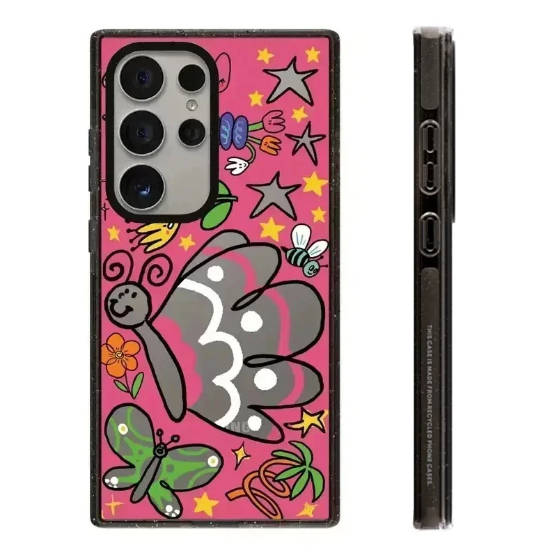 

Cute Cartoon Drawing Acrylic Black Border Protective Case for Samsung Galaxy S 22 S23 S24 Ultra S22+ S23+ S24 Plus Shell