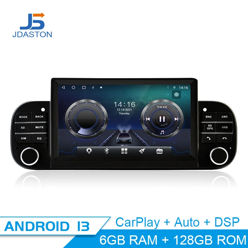 Jdaston Android 13 Lettore Multimediale Per Auto Per Fiat Panda 2013 - 2020 Navigazione Gps 1 Din Autoradio Stereo Autoaudio Wifi Carplay