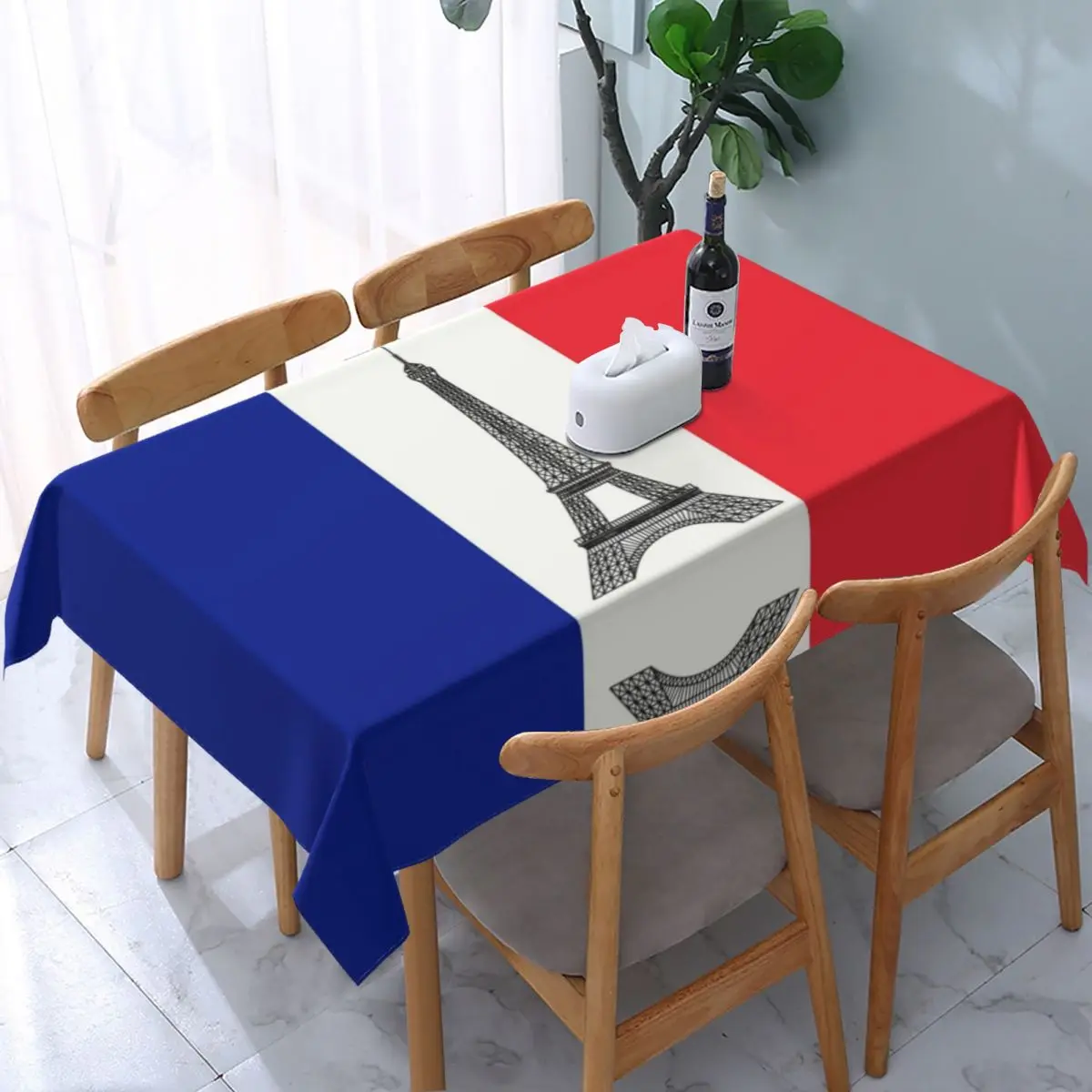 

Rectangular Tablecloth Tablecloth Fit 40"-44" Elastic Edge Table Cloth French La Tour Eiffel Table Covers