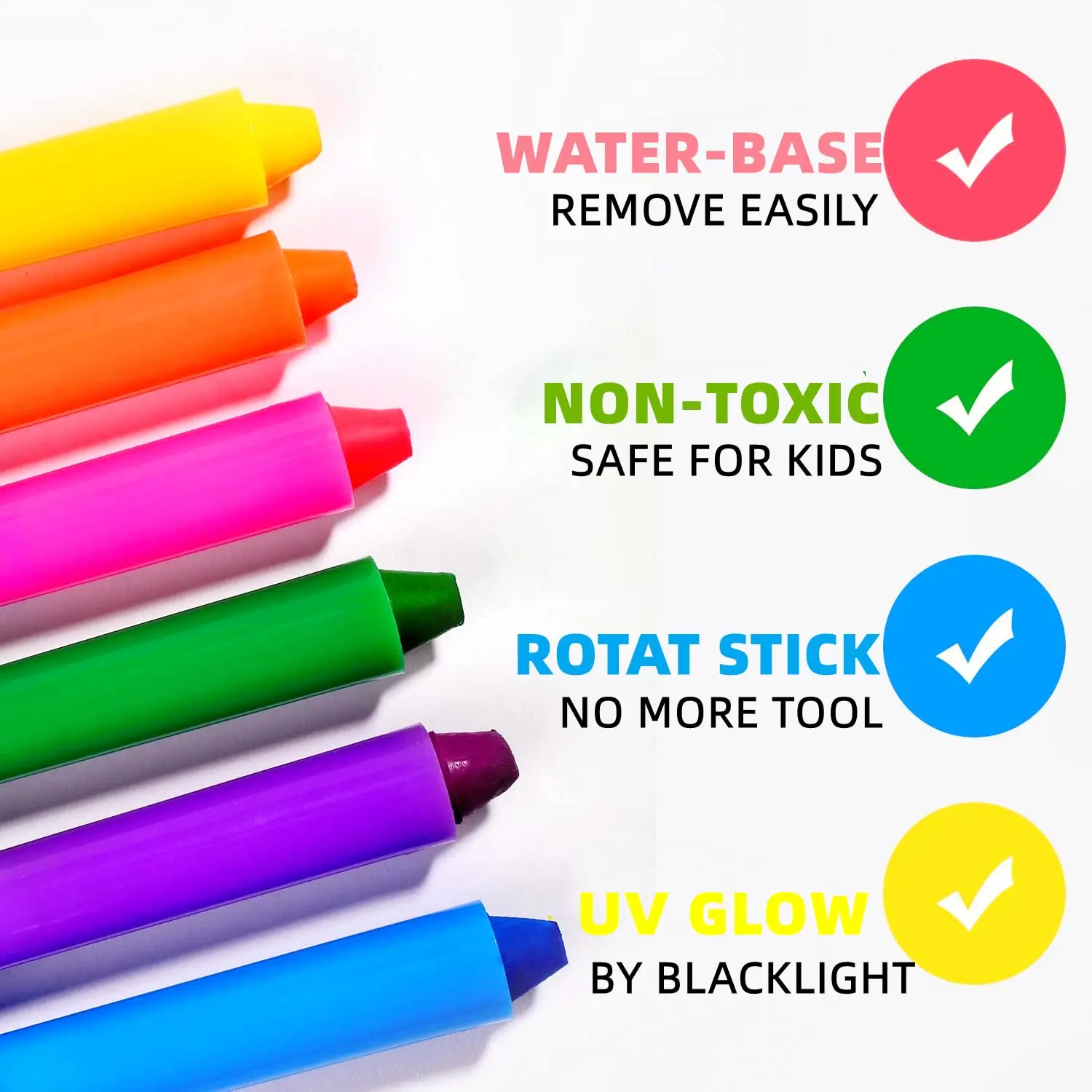 6Pcs/set Halloween Glow Pop In Dark Face Black Light Paint UV Neon Face  Body Paint Non Toxic Crayon Kit Fluorescent Makeup Marke - AliExpress