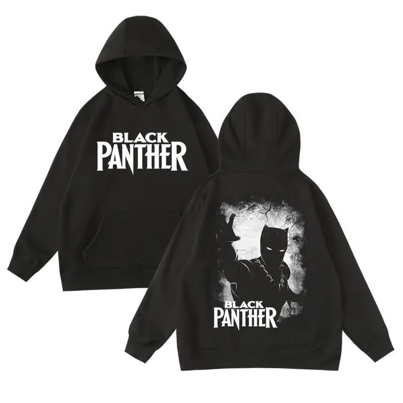 Wakanda King Black Panther Joint Memorial Tribute Around Autumn and Winter Hooded Pullover Sweater