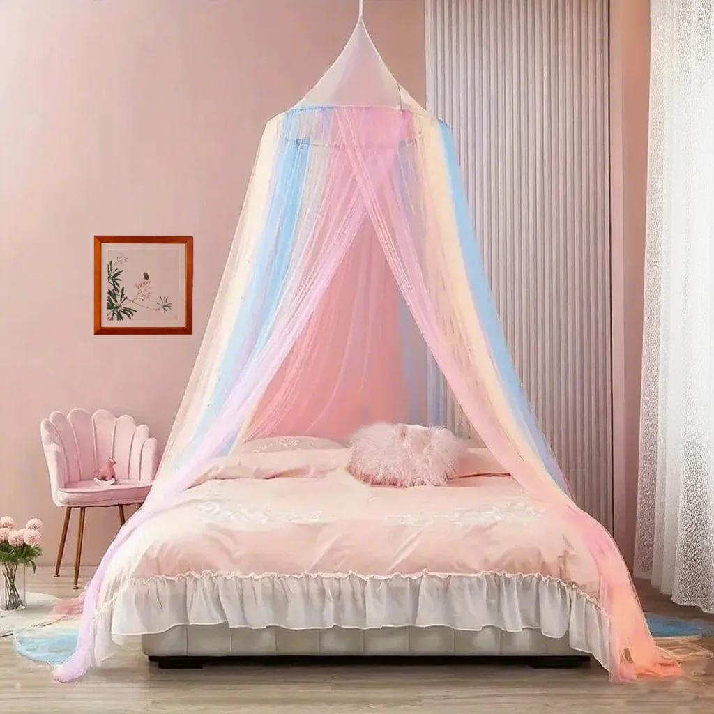 Princess Bed Canopy Rainbow Mosquito Net Ceiling Bedroom Decor_voghion.com