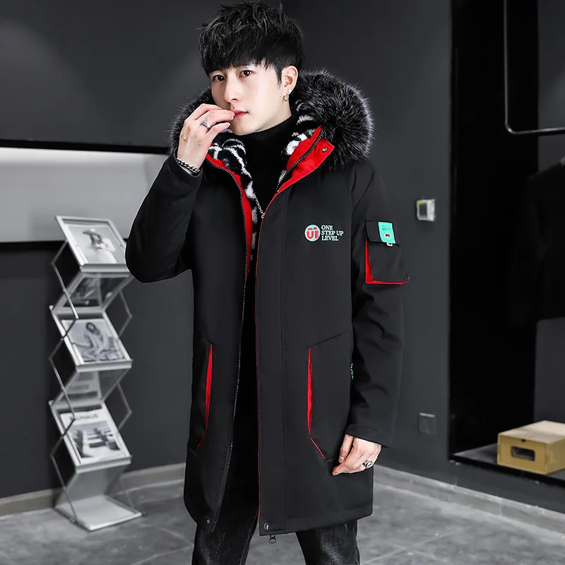 Winter Men Jackets Hip Hop Long Hooded Trench Coat Men Winter Streetwear Casual Jacket Men's Windbreaker