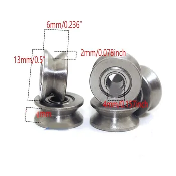 20pcs 1.5mm Deep Metal V Groove Guide Pulley Bearing Wheel Rail Ball Bearings Wheel 4x13x6mm