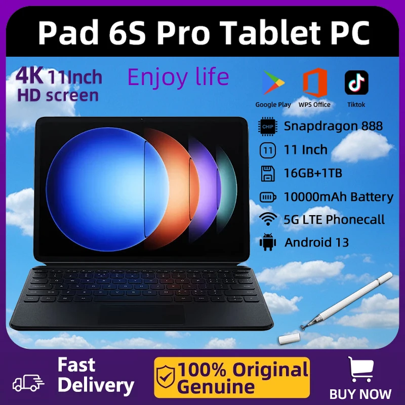 

New Global Version Xiao Pad 6S Pro Tablets PC Android 13 Snapdragon 888 10000mAh 11 inch 16GB+1024GB 5G HD 4K Screen WIFI Mi Tab
