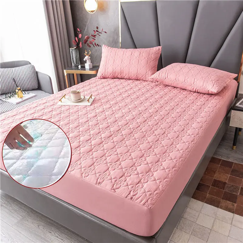 Protector de almohadilla de colchón impermeable de algodón, Sábana bajera  cómoda, Funda de colchón en relieve de Color sólido, 140x200, 160x200,  200x220 - AliExpress