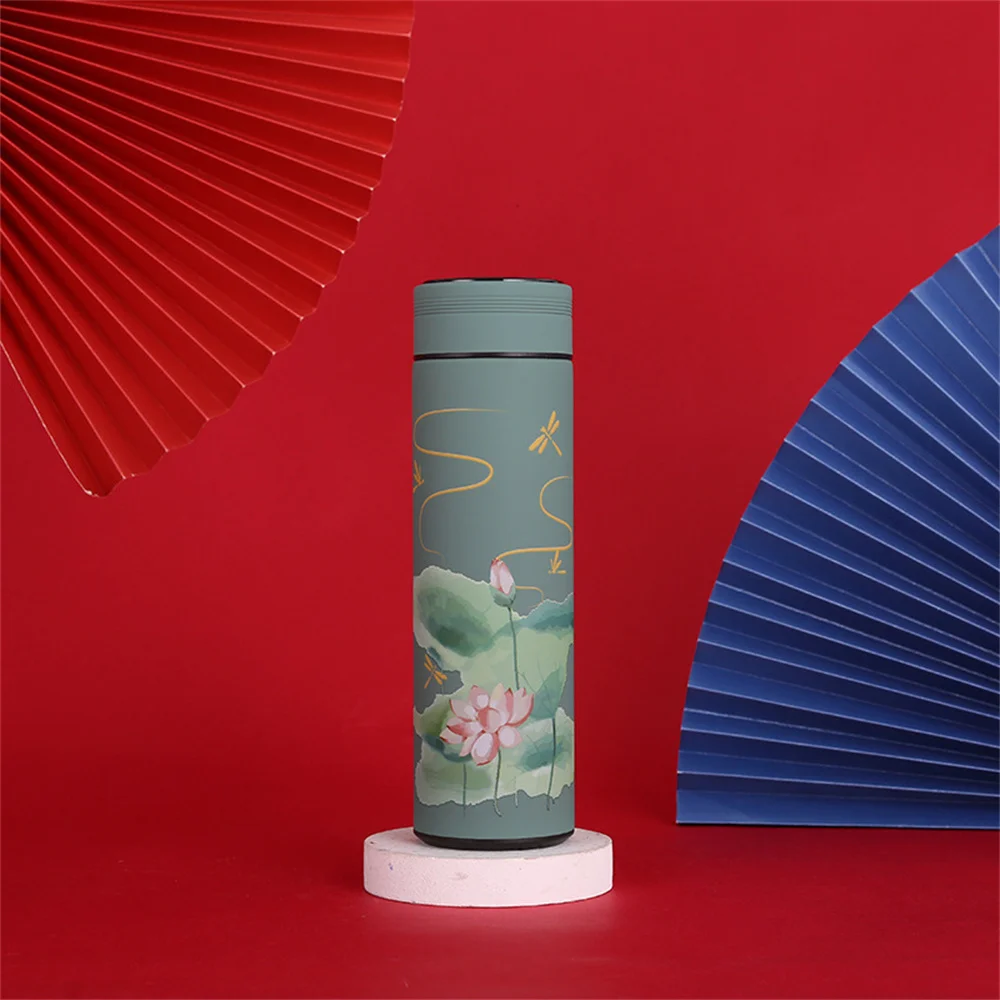 중국 스타일 지능형 보온병, 클래식 스타일, LED 터치 디스플레이, 스테인리스 스틸 진공 플라스크 머그잔 물병, 450ml