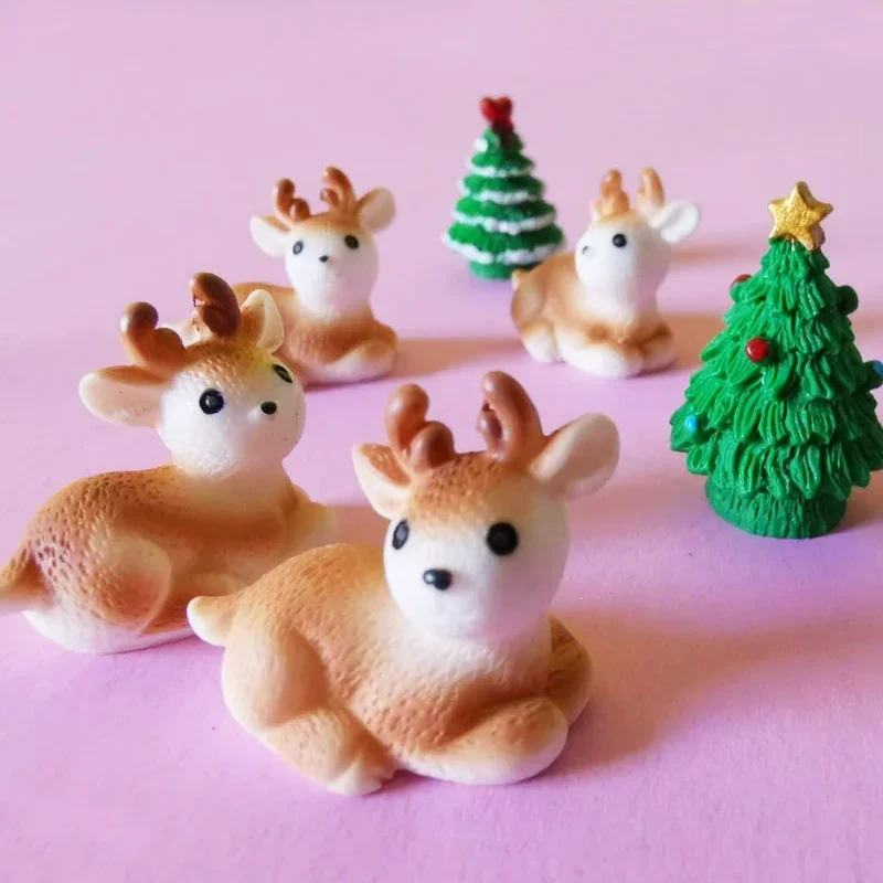 Deer Miniatures Fairy Garden Gnome Moss Terrarium Decor Crafts Bonsai DIY Doll House Figurine Model Toy 10 pcs miniature duck figurines miniature ornament miniature figurines