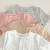 Summer Newborn Infant Baby Boy Girls Fallow Solid Color T-Shirt Round Neck Muslin Candy Color Kids Fashion Baby Clothing 4