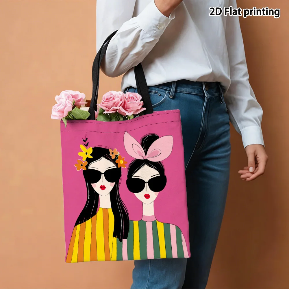 Chic Reusable Tote Bag with Stylish Print - Perfect for Shopping, Groceries, and Beach Outings