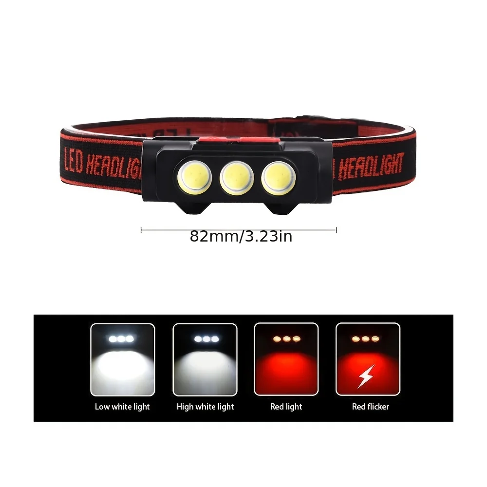 강력한 COB LED 헤드램프 미니 헤드라이트, USB 충전식 헤드 램프, 캠핑 하이킹 낚시용 방수 헤드 라이트