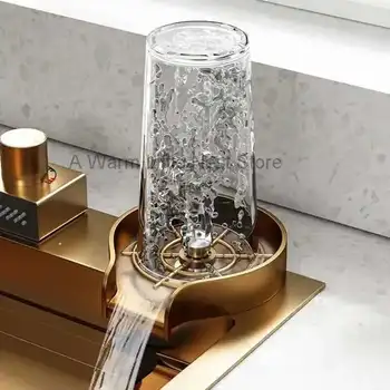 ส่วนบุคคล Beige Gold อ่างล้างจานสําหรับโรงแรมโมเดิร์นหนาโลหะสมาร์ทอ่างล้างจาน Minimalist อ่างล้างจานพร้อมตะกร้าสําหรับ Home 1