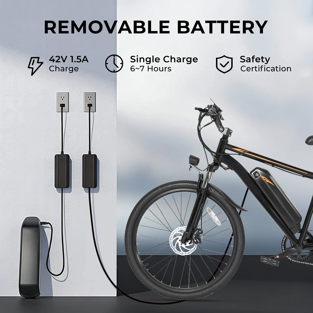 DYU M26 1000W Peak Electric Bike 26” UL2849 3