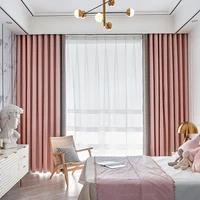 Solid Color Chenille Blackout Girl Finished Product Modern American Style Bay New Fabric Curtains for Living Dining Room Bedroom 2