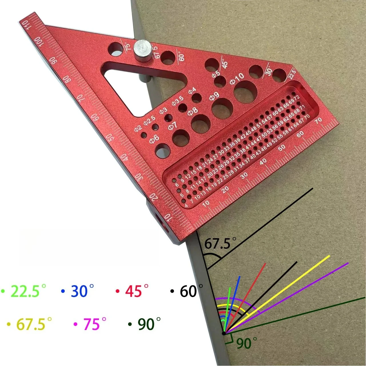 3D 다각도 측정자(도웰 핀 포함), 알루미늄 각도 측정기, 목공용 각도기