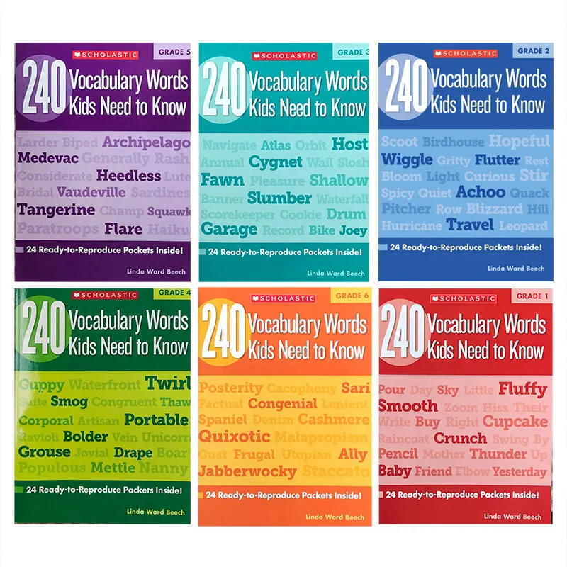 

6 Pcs/Set English Vocabulary Workbook for Primary School Students Grade 1-6 English 240 Vocabulary New Hot Exercise Book Livros