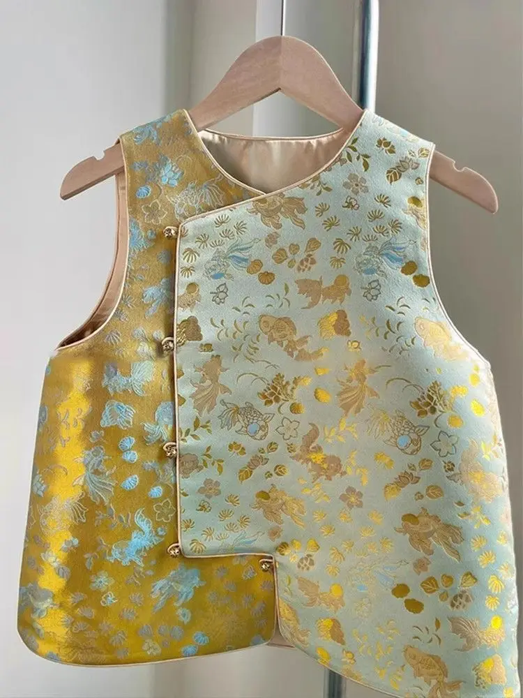 Sleeveless Women Vest Chinese Style Loose Waistcoat Heavy Embroidery Vintage Spring and Autumn Tank