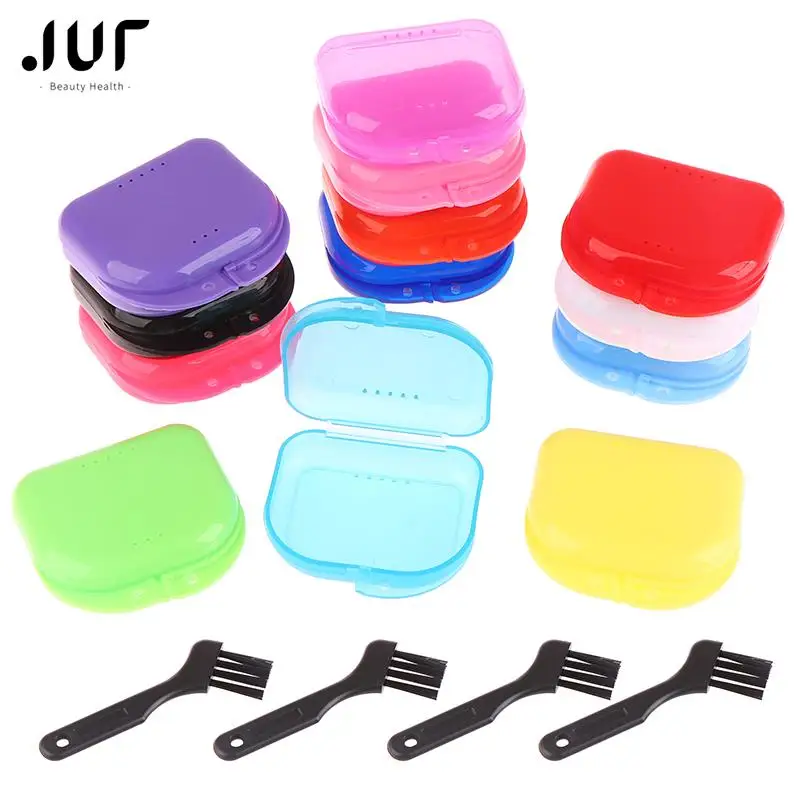 

8Colors Dental Retainer Orthodontic Mouth Guard Denture Storage Case Box with Brush Oral Hygiene Supplies Organizer Accessories