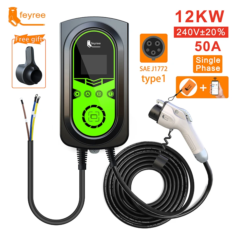 HENGYI – Station de recharge pour voiture électrique, chargeur EV, contrôle  via application Wifi, 32A EVSE, avec câble de type 1, 7kw, 1Phase, SEA J1772
