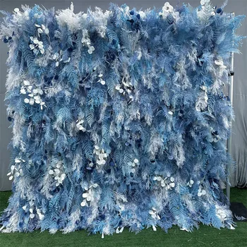 Uflower 5D Rosa Rossa Fiore Artificiale Parete Tessuto Borgogna Roll up Parete Floreale Tenda da Sposa Sfondo Decor 1