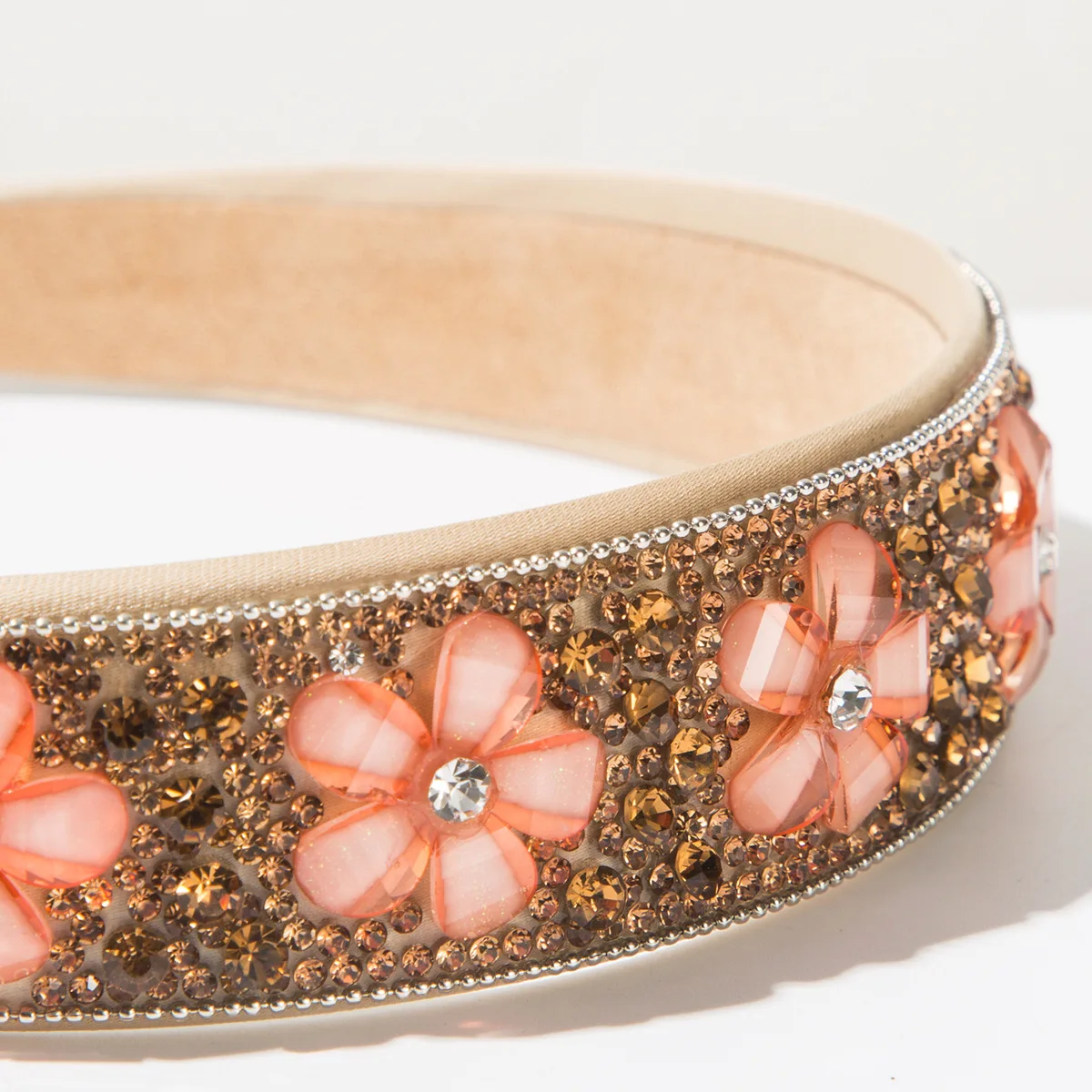 Neues Einfarbiges Stirnband für Frauen Modisches Kristallblumen-Vollstrass Barockes Haarband Trendiges Party- und Bankett-Haaraccessoire – Detail 23
