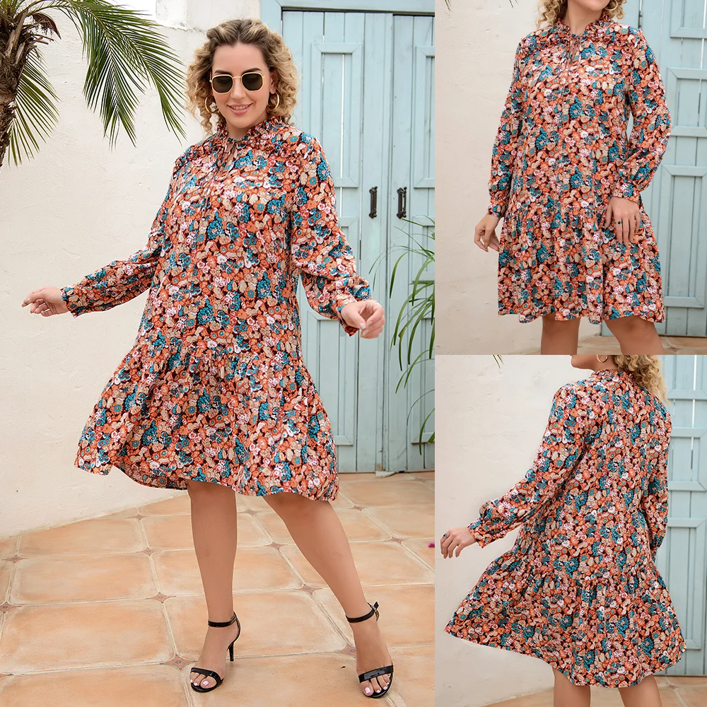 

High Quality Modest Long Sleeve Chiffon Printed Blouse Shirt Print Flowers