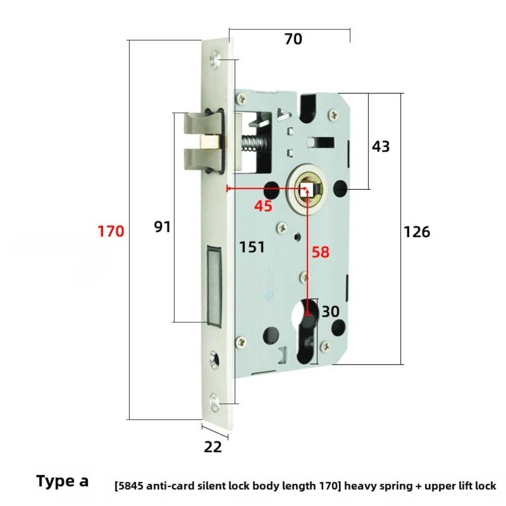 58mm Series Silent interior door Lock Body, Indoor Wooden Door Lock parts Set