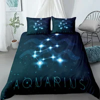 Aquarius Sign Zodiac Bedding Set King Queen Double Full Twin Single Size Duvet Cover Pillow Case Bed Linen Set 1