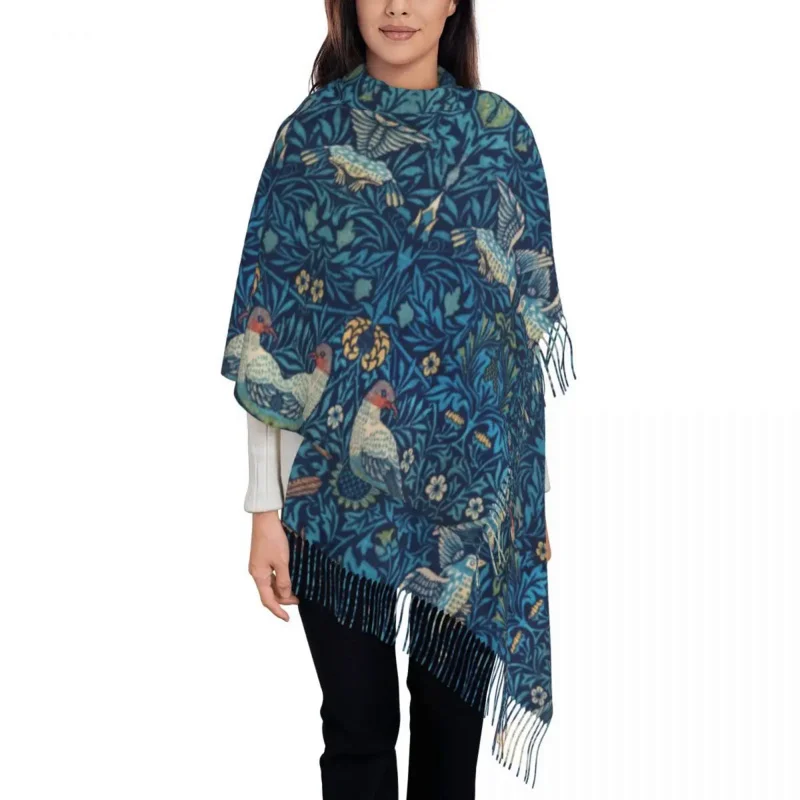 

Bird By William Morris Tassel Scarf Women Soft Textile Pattern Shawl Wrap Female Winter Fall Scarves
