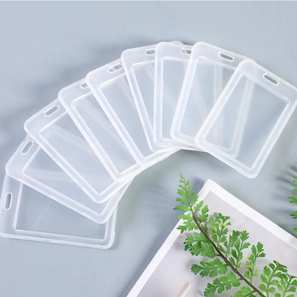 Transparent Card Cover Business Bus Bank Credit Cards Holder Waterproof Id Card Sleeve Plastic Name Cover Hang Rope