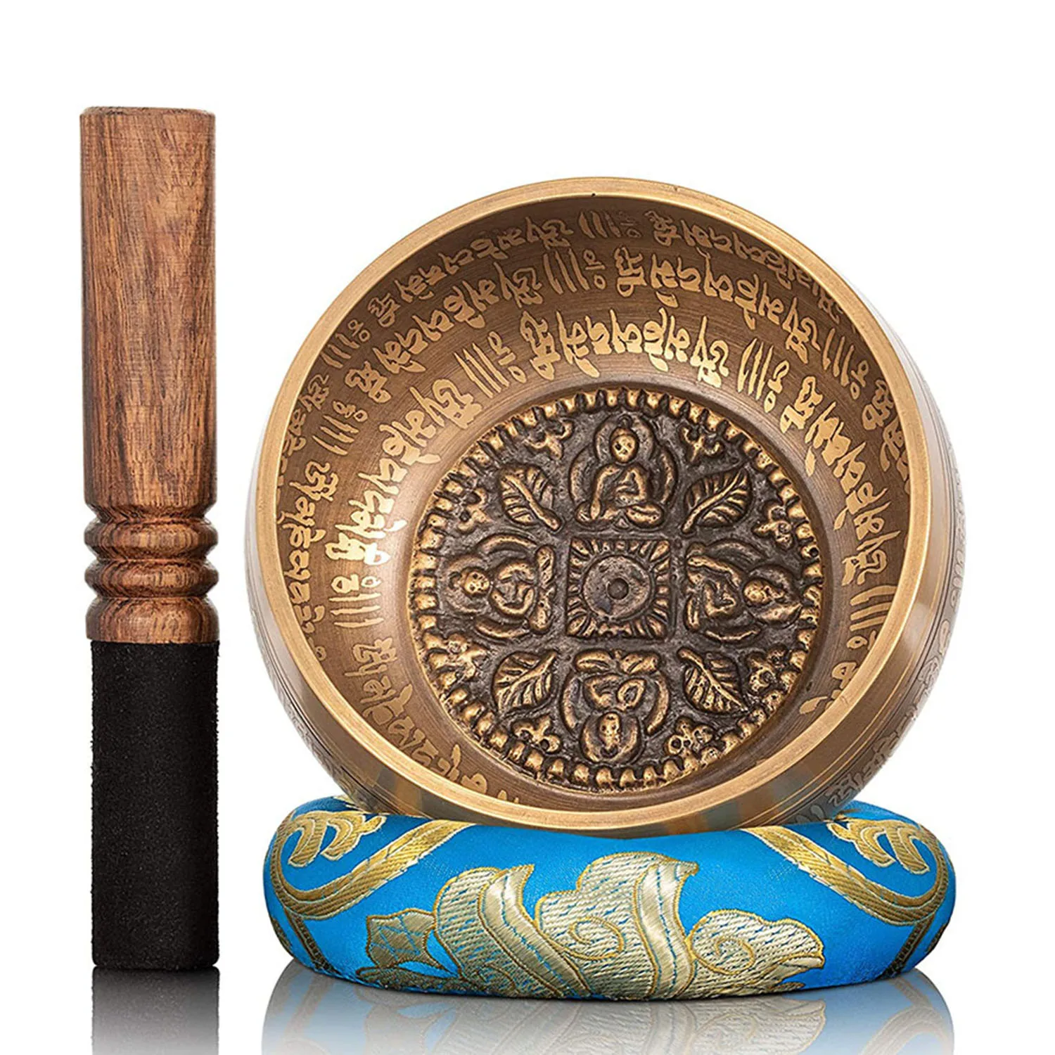 Bol tibétain 12 cm avec maillet en cuir pour méditation et yoga