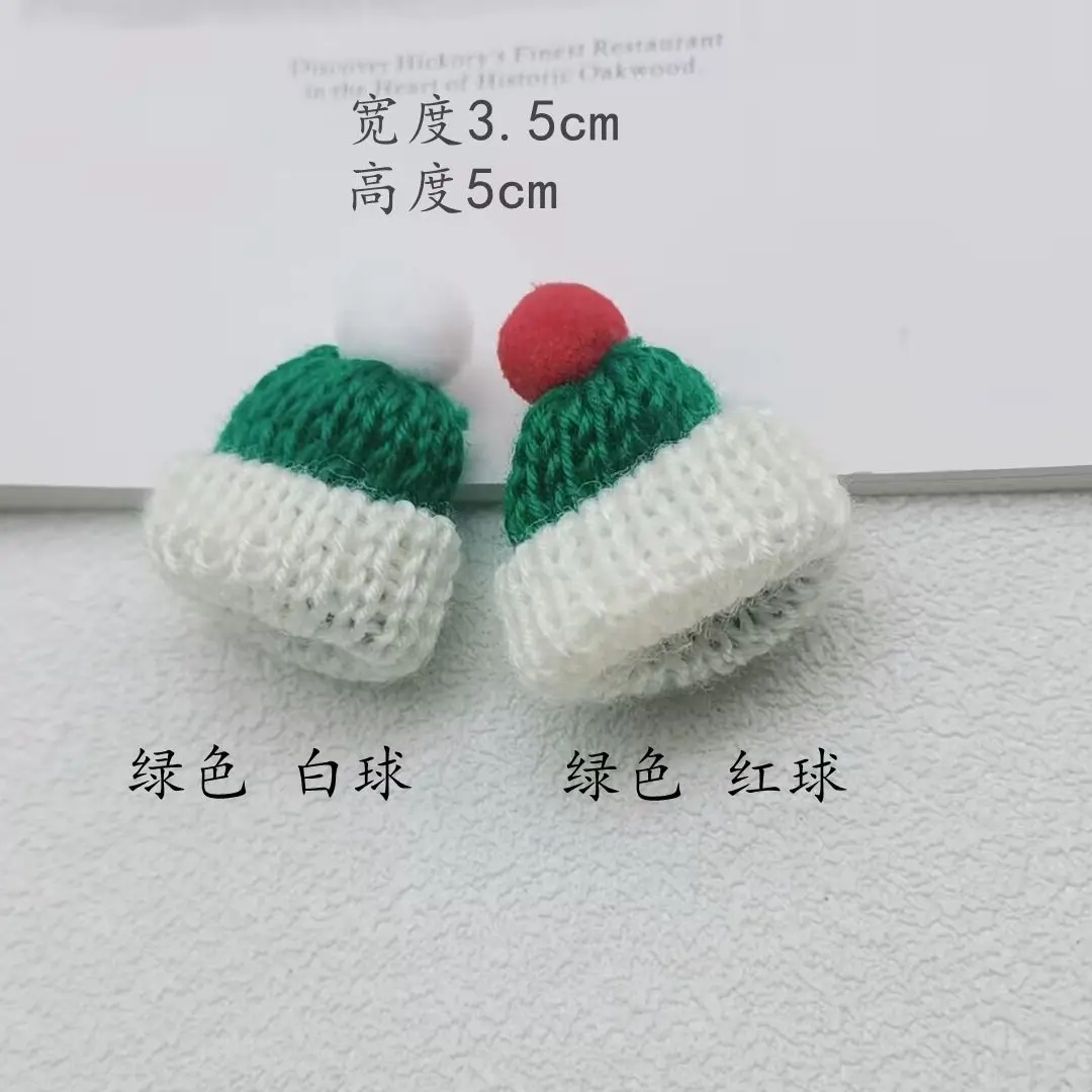 20PCS Christmas Mini Woolen Small Hat Hairpin Christmas Wine Bottle Hat Milk Tea Wine Knitted Finger DIY Decor