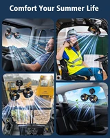 Ventilateur à double tête à ventouse pour voiture Eary 12V/24V 360 ° Rotatif avec batterie 4000mAh 3 vitesses vent universel électrique pour camion Van Suv 5