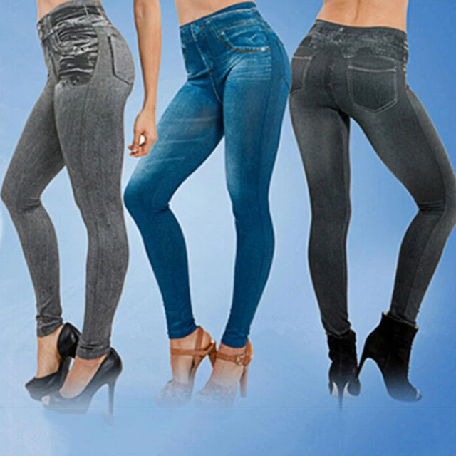 Fashion Women's Imitation Jeans Stretchable Slim Leggings Jeans