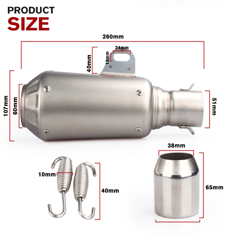 Universal Motorcycle Exhaust Tail Pipe 3651mm Slipon Muffler With